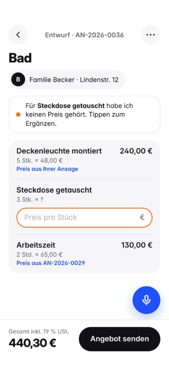 QuoteBefore — Preise ergänzen und prüfen