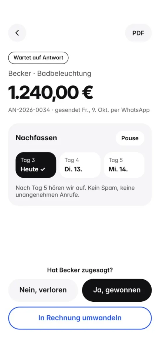 QuoteBefore — Nachfassen ohne Spam