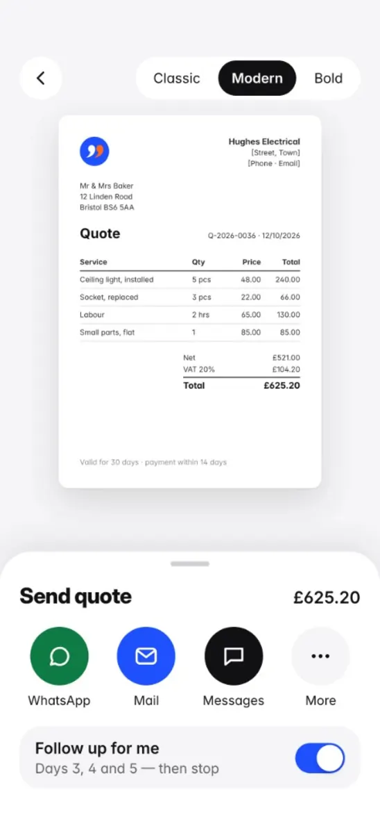 QuoteBefore — send the quote