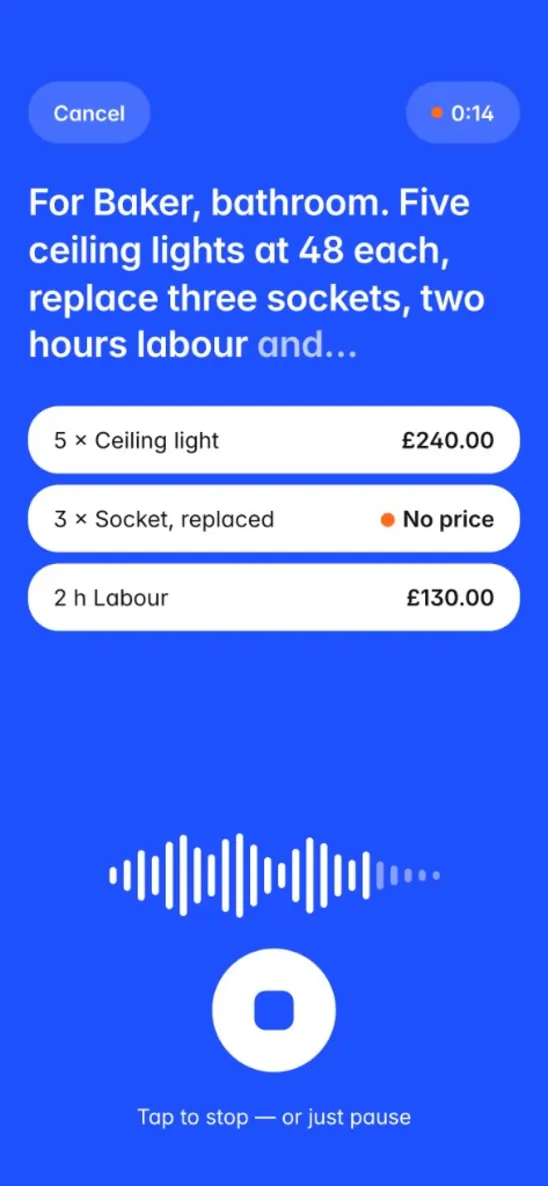 QuoteBefore — dictate a job on site